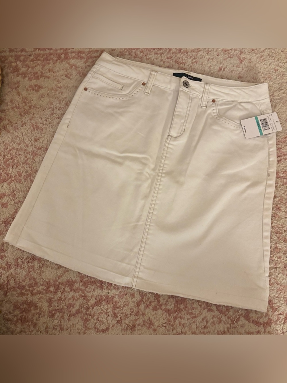NWT French Cuff White Denim Mini Skirt